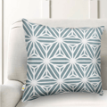 Blue Starburst Pattern Embroidered Cushion Cover