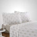 100% Natural Cotton Plain Floral Printed Sheet Set 4-Piece King White