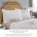 100% Natural Cotton Plain Floral Printed Sheet Set 4-Piece King White