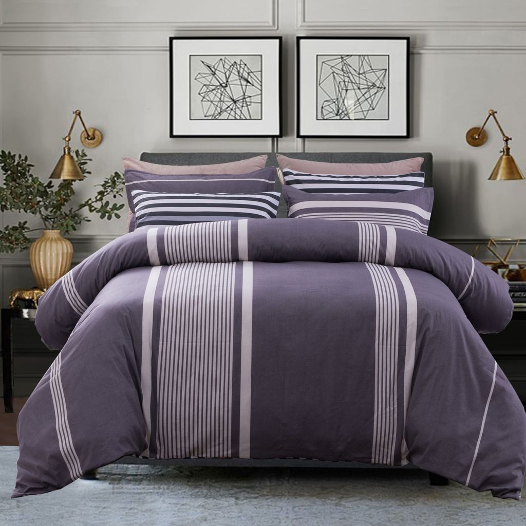 100% Crib Cotton Comforter Set 6-Piece King Purplish Grey