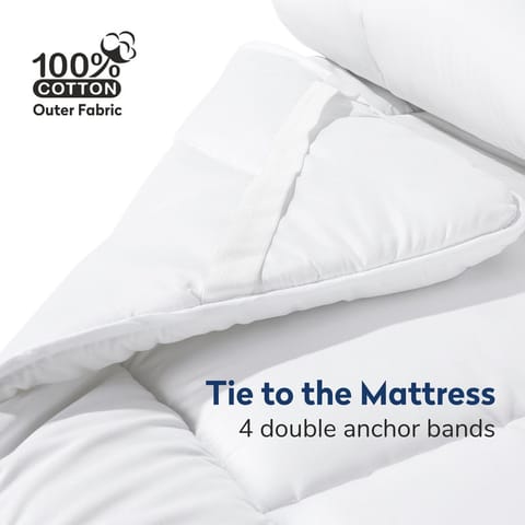 Hotel Mattress Topper: 200x200+14 cms Cotton Top 1550 Gsm Fitted Style,  Supersoft Fabric,King Size,White