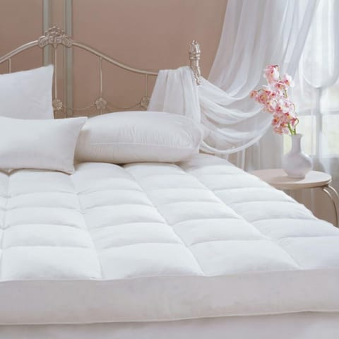 Hotel Mattress Topper: 200x200+14 cms Cotton Top 1550 Gsm Fitted Style,  Supersoft Fabric,King Size,White