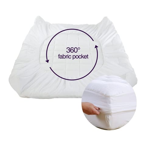 Hotel Mattress Topper Queen Size 180X200+14 CM And 1500 GSM With Supersoft Brushed Micrfiber Fabric (Fitted Style),White