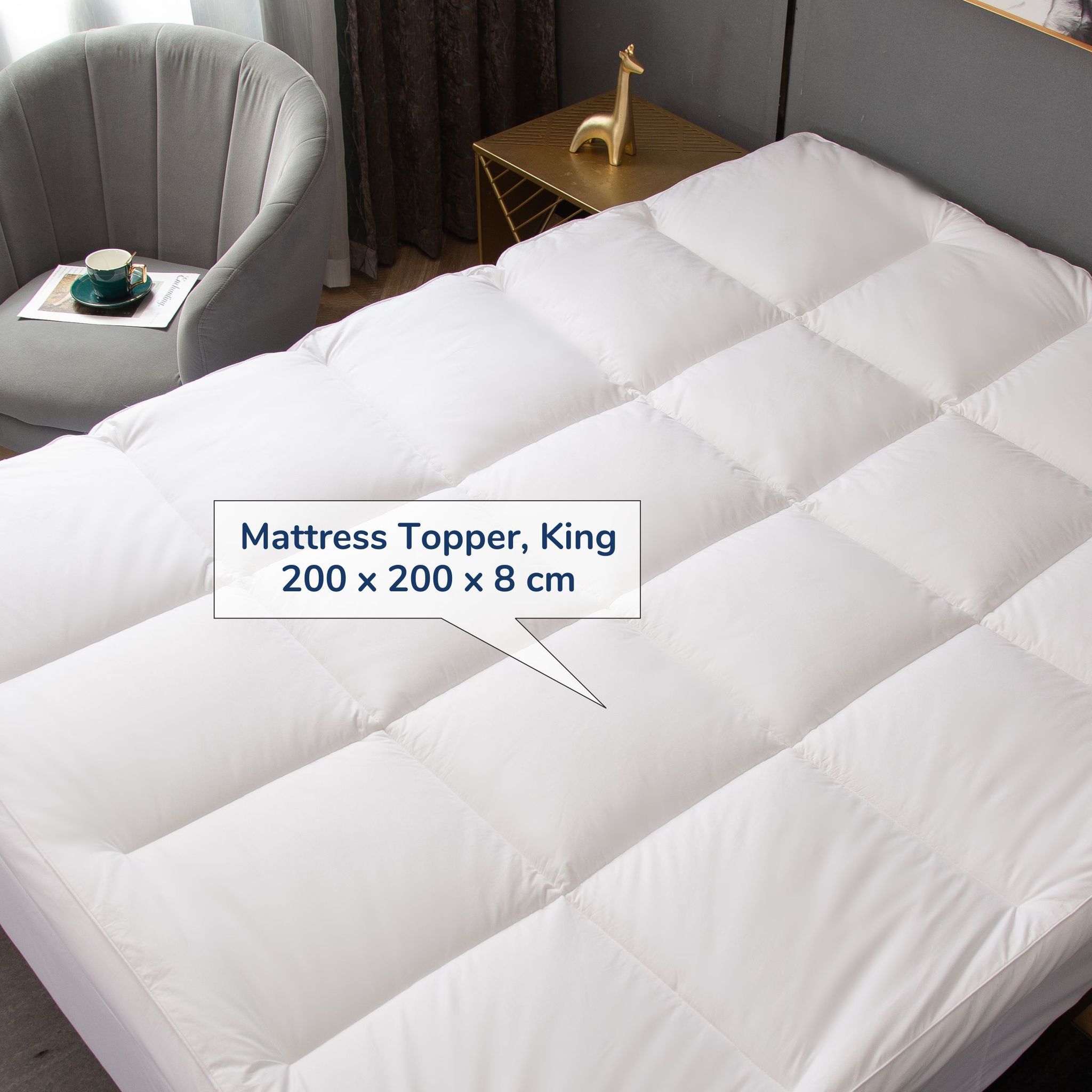 Ultra Soft Fitted Style Mattress Topper King White