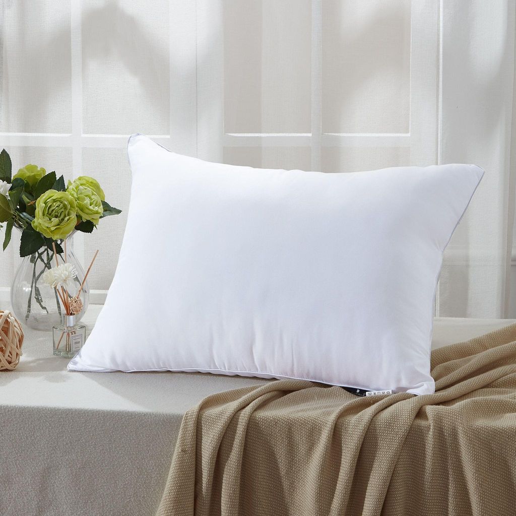 100% Down-Proof Cotton Wave Quilted Pillow 50x75 White