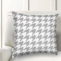 Pink Houndstooth Pattern Embroidered Cushion Cover