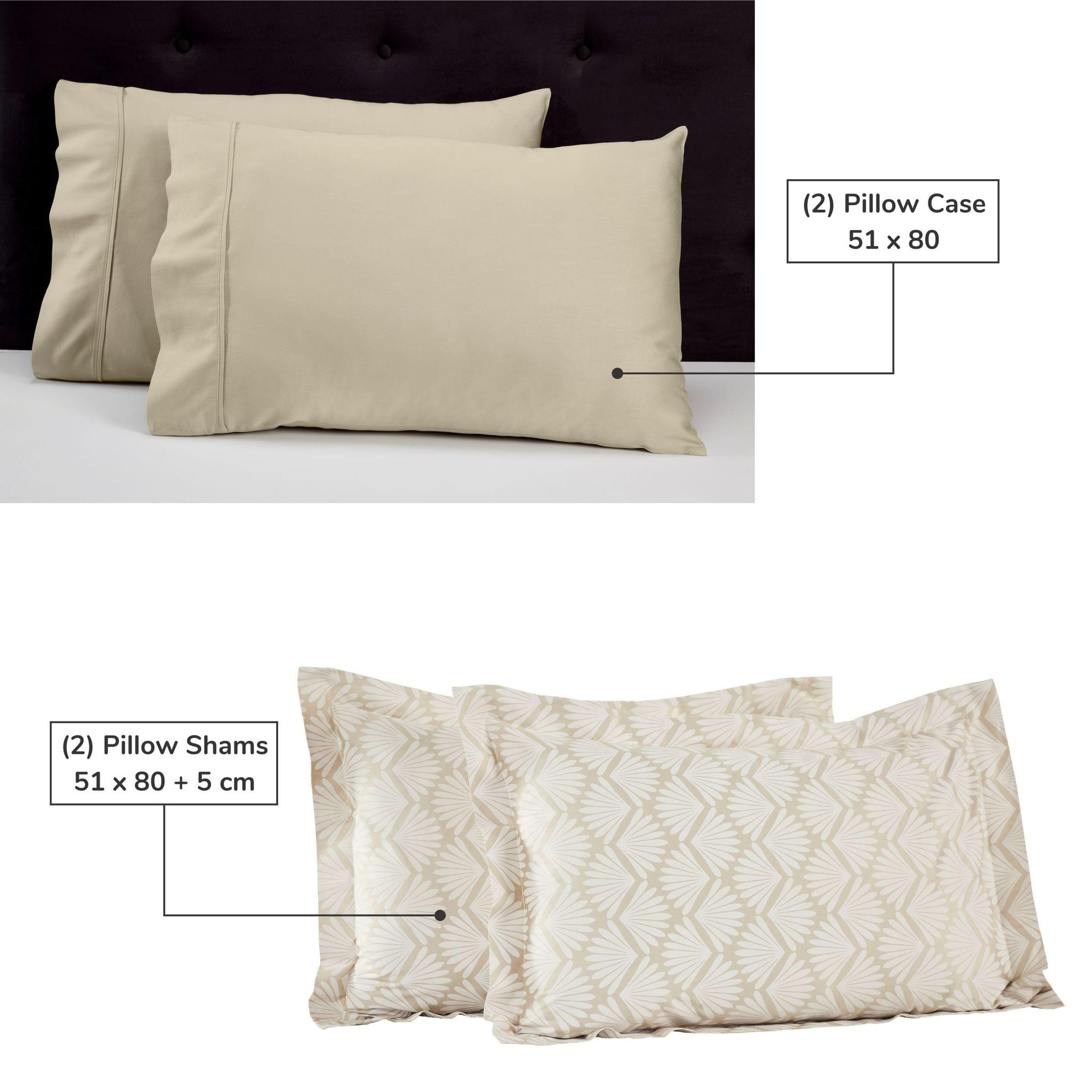 100% Natural Cotton Basketweave Print Sheet Set 6-Piece King Ivory