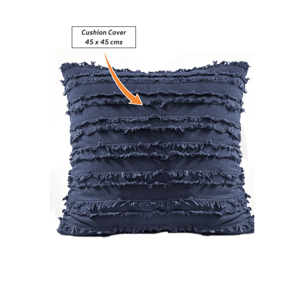 Blue Tassel Stripe Cushion Cover