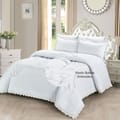 Elastic Lace Embroidered Comforter Set 6-Piece King Baby Blue