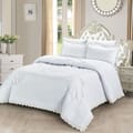 Elastic Lace Embroidered Comforter Set 6-Piece King Baby Blue