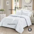Elastic Lace Embroidered Comforter Set 6-Piece King Baby Blue