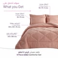 Diamond Quilted Reversible Comforter Set 6-Piece King Pink