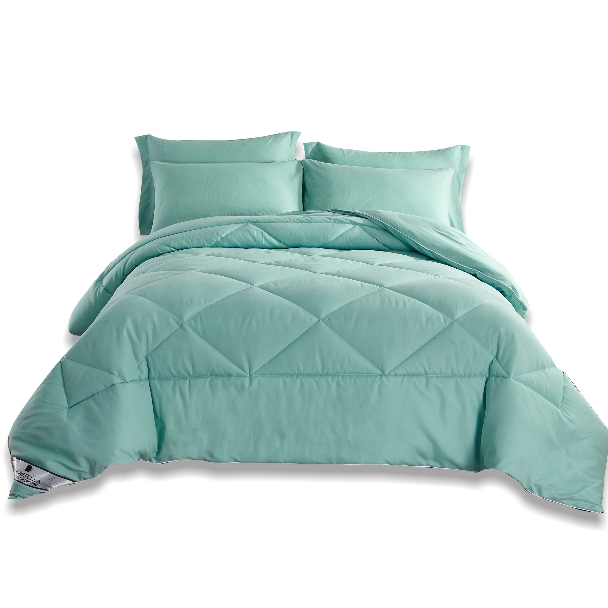 Diamond Quilted Reversible Comforter Set 6-Piece King Pink