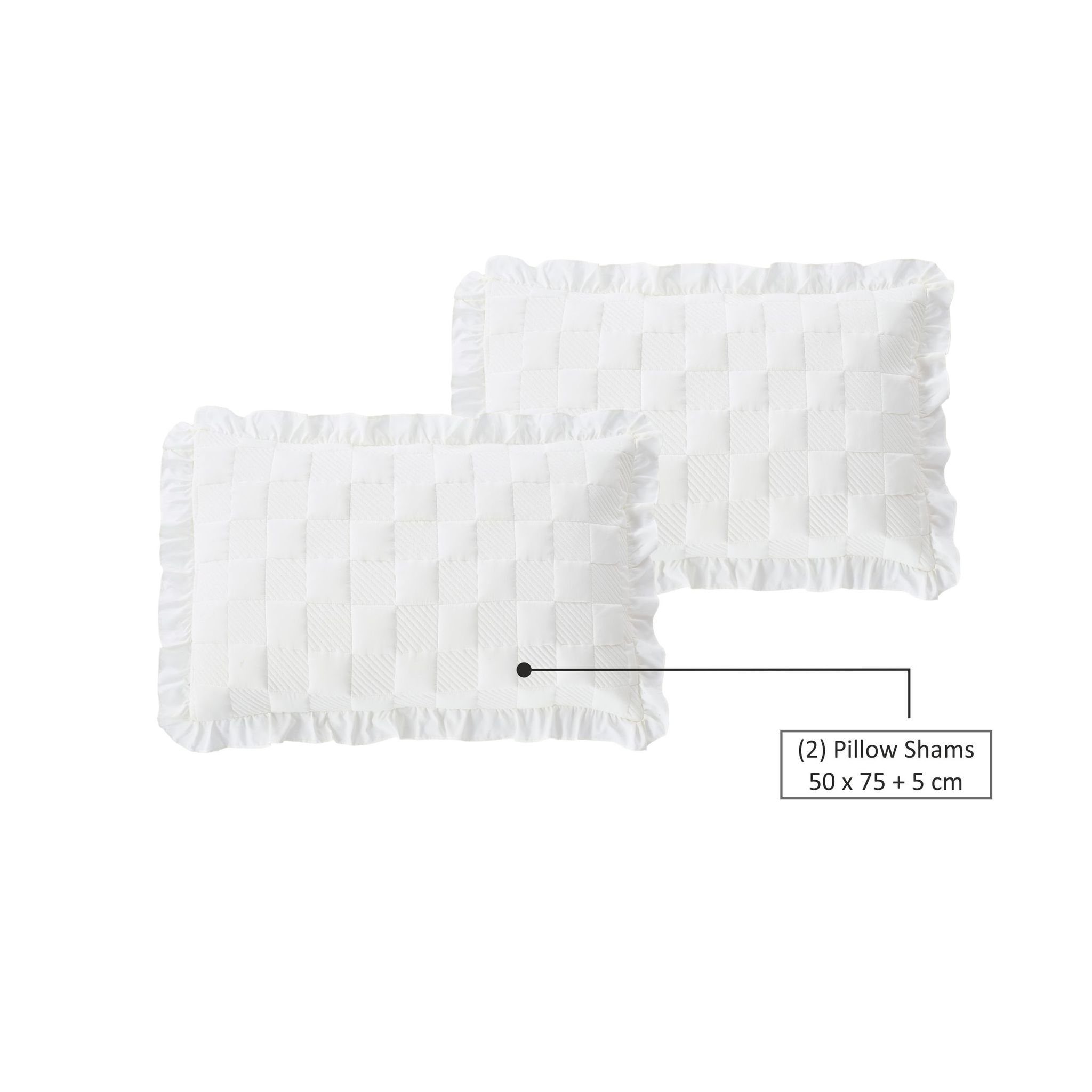 Box Embroidered Quilt Set 4-Piece King White