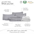 Damask Variegated Stripe Print Cotton Comforter Set 7-Piece King  Gray