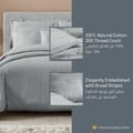 8-Piece Hotel Style Comforter 100% Cotton, 300 Thread Count Damask Stripes, King Size  ,Grey