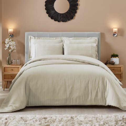 Duvet Set 4-Pcs Double Size Ruffled Super Soft Solid Comforter Cover Without Filler, Withe hidden Zipper Closure and Corner Ties,Beige