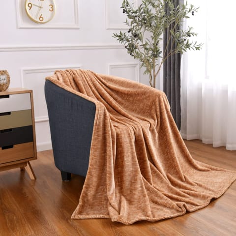 Soft Flannel Fleece Blanket Single Camel