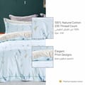 6-Piece King Size Cotton Comforter Set Reversible Pattern, Acqua Blue