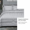 6-Piece Italian Jacquard  Hotel  Comforter  ,Verigated Stripes Quilted ,King 260 x 240 Cms ,Gray