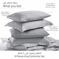 6-Piece Italian Jacquard  Hotel  Comforter  ,Verigated Stripes Quilted ,King 260 x 240 Cms ,Gray