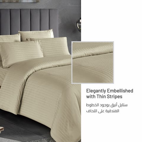 5-Piece King Size  Comforter Set with Removable Filler, Ivory and Beige.