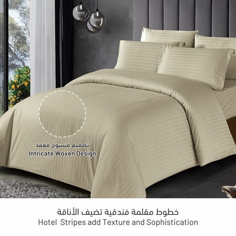 5-Piece King Size  Comforter Set with Removable Filler, Ivory and Beige.