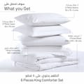 6-Piece Italian Jacquard  Hotel  Comforter  ,Dobby Broken Stripes Quilted ,King 260 x 240 Cms ,White