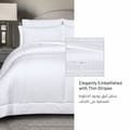 6-Piece Italian Jacquard  Hotel  Comforter  ,Dobby Broken Stripes Quilted ,King 260 x 240 Cms ,White