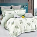 6-Piece King Size Cotton Comforter Set Reversible Pattern, Cream /Green