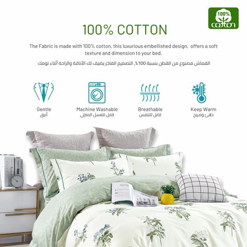 6-Pcs Printed Duvet Set King Size Luxury Bedding Set For All Season With Abstract Design Zipper Closure Duvet Cover And Corner Ties,Green White