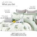 6-Piece King Size Cotton Comforter Set Reversible Pattern, Cream /Green