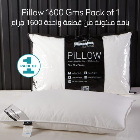 Hotel Style Bed Pillows 2-Pcs(2200Gm Each) Soft Breathable Cotton Cover Top With Luxury Down Alternative Filling Pillow,White