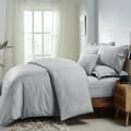 100% Cotton 7-Piece Hotel Style Comforter: 300 Thread Count Damask Stripes King, 260 x 240 cm, Gray