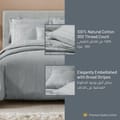 100% Cotton 7-Piece Hotel Style Comforter: 300 Thread Count Damask Stripes King, 260 x 240 cm, Gray