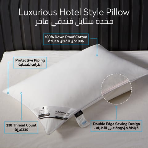 Pillow 2-Piece(1000Gm) King Size Bed Pillow 50X75 Cm Hotel Style Double Edge Stitched Premium Gel Fiber, Soft Loft,White