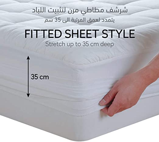 Hotel Mattress Topper: 200x200+14 cms Cotton Top 1550 Gsm Fitted Style,  Supersoft Fabric,King Size,White