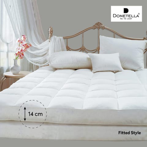 Fitted Style Bamboo Mattress Topper King White