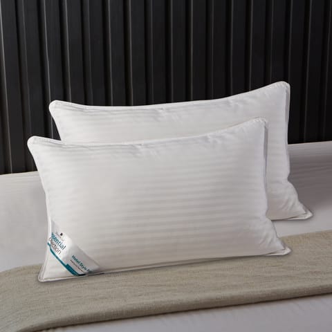 Hotel Style Bed Pillows 2-Pcs(2200Gm Each) Soft Breathable Cotton Cover Top With Luxury Down Alternative Filling Pillow,White