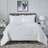 Comforter Set 6-Pieces Double Size Hotel Style All Season Cotton Rich Bedding Set With Down Alternative Filling, White