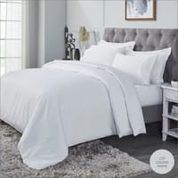 Comforter Set 7-Pieces Double Size Hotel Style All Season Cotton Rich Bedding Set With Removable Cover And Down Alternative Filling, White