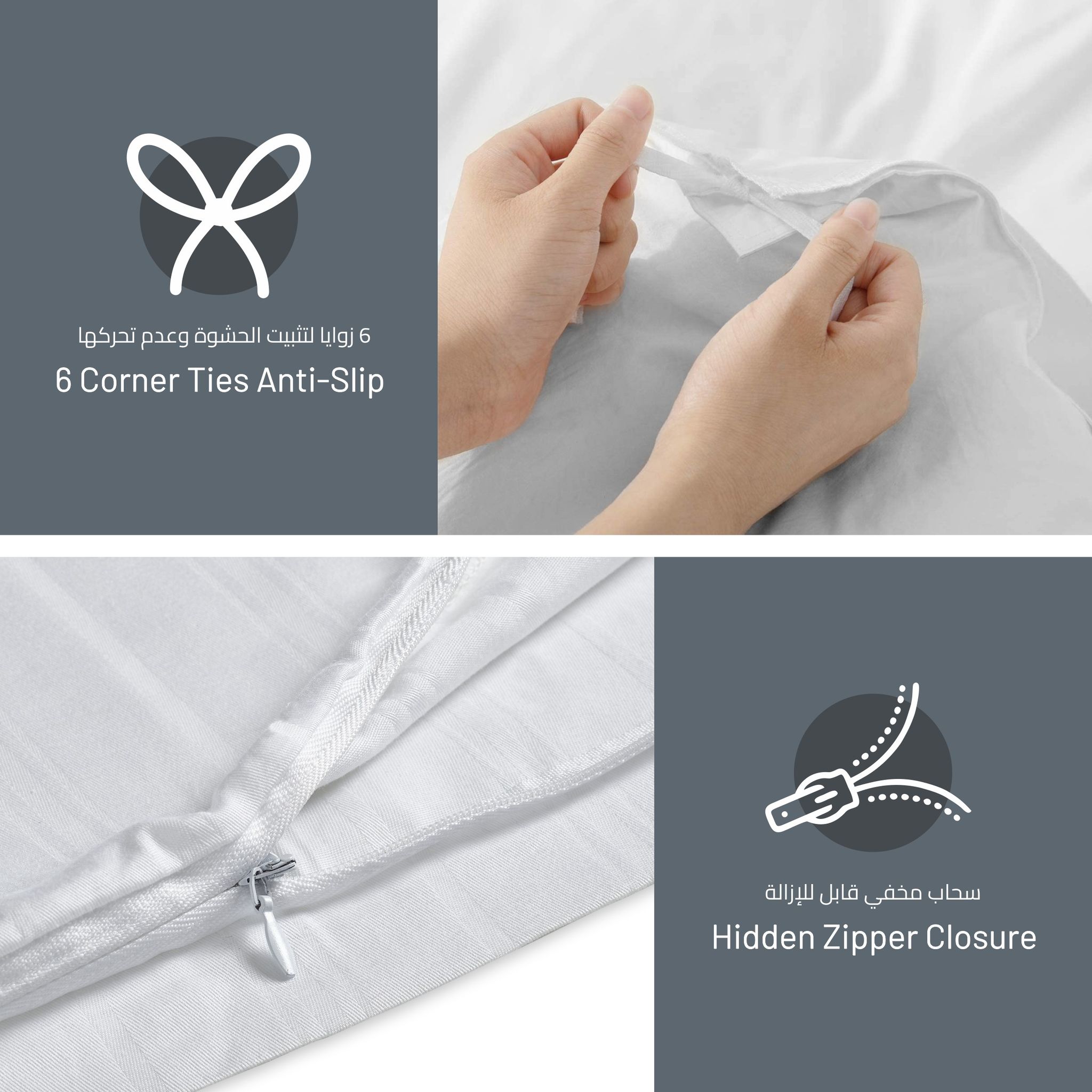 Comforter Set 7-Pieces Double Size Hotel Style All Season Cotton Rich Bedding Set With Removable Cover And Down Alternative Filling, White