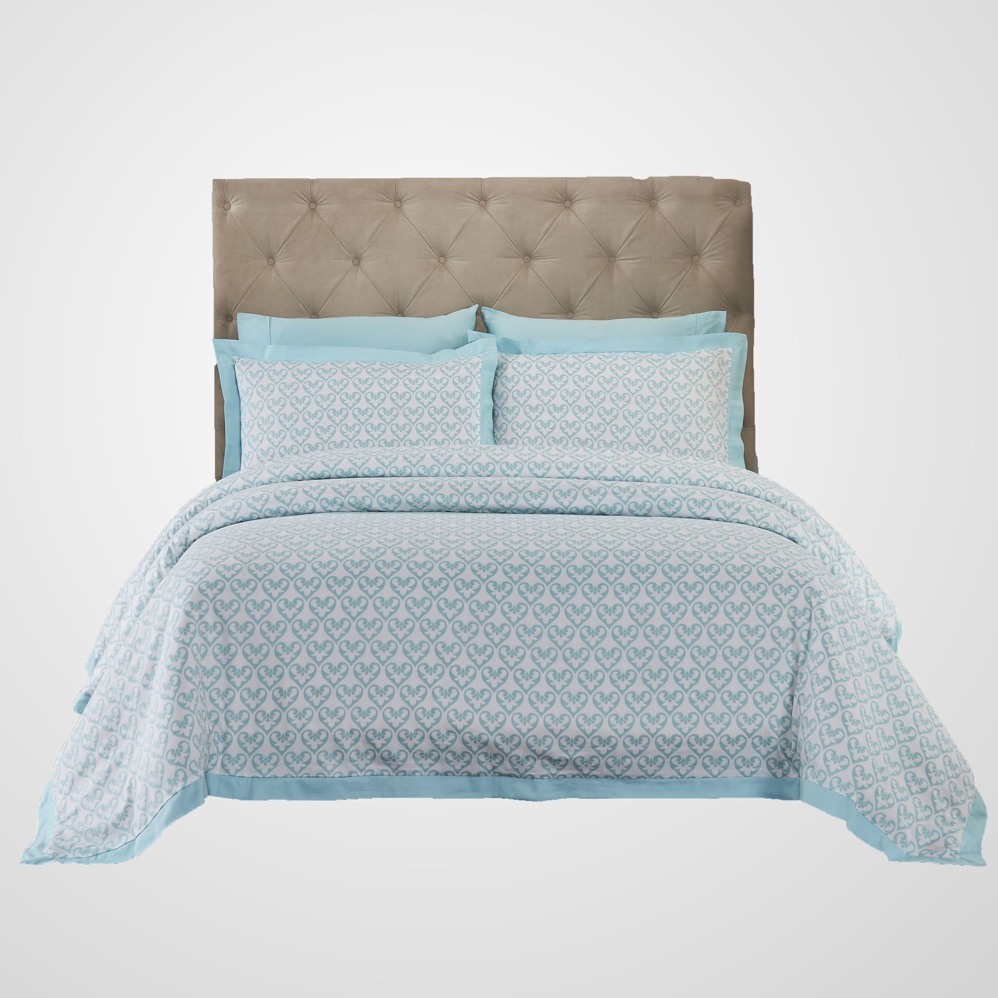 Cotton Comforter Set 7-Piece  Double Size All Season Bedding Set  With Duvet Set Cover Pillow Sham And Pillow Cases, Teal