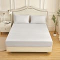 Bedding Fitted Sheet Set 3-Pcs King Size  Solid Soft & Silky Extra Deep Cooling Bed Sheet Brushed MIcrofiber , White