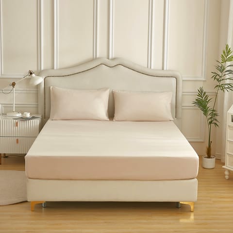 طقم ملاءة سرير مغطاة 3 قطع مقاس كينج صلبة ناعمة وحريرية فائقة العمق مفرش سرير ناعم من الألياف الدقيقة ، أبيض