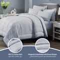 Comforter Set 7-Pieces Double Size Hotel Style All Season Cotton Rich Stripe Pattern Bedding Set With Removable Cover And Down Alternative Filling, Grey