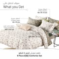Comforter Set 6-Pcs Double Size All Season Reversible Microfiber Printed Comforter Bedding Set With Super Soft Down Alternative Filling, Dawn Pink