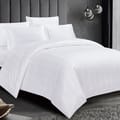 7-Piece King Size Italian Jacquard Luxurious Hotel Style Comforter , Verigated Stripes with Removable Filler, White Colour