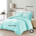 Ruffled Lace Ultrasonic Embroidered Comforter Set 6-Piece King Baby Blue