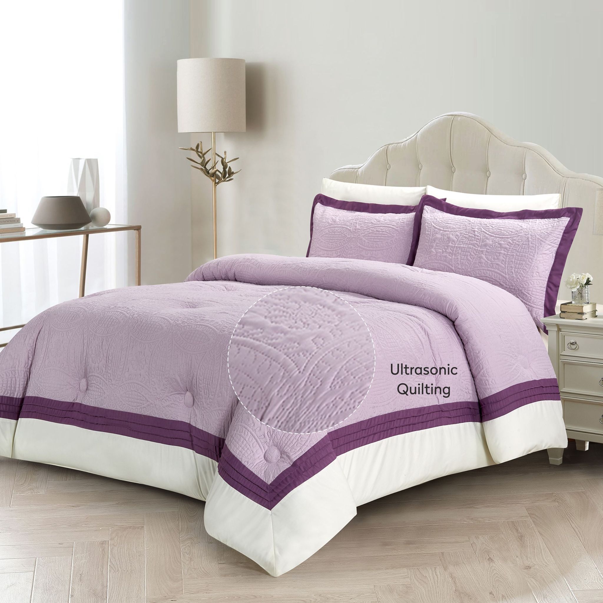 6-Piece Designer Comforter Set -Microfiber -King 260 x 240 Cms - Purple